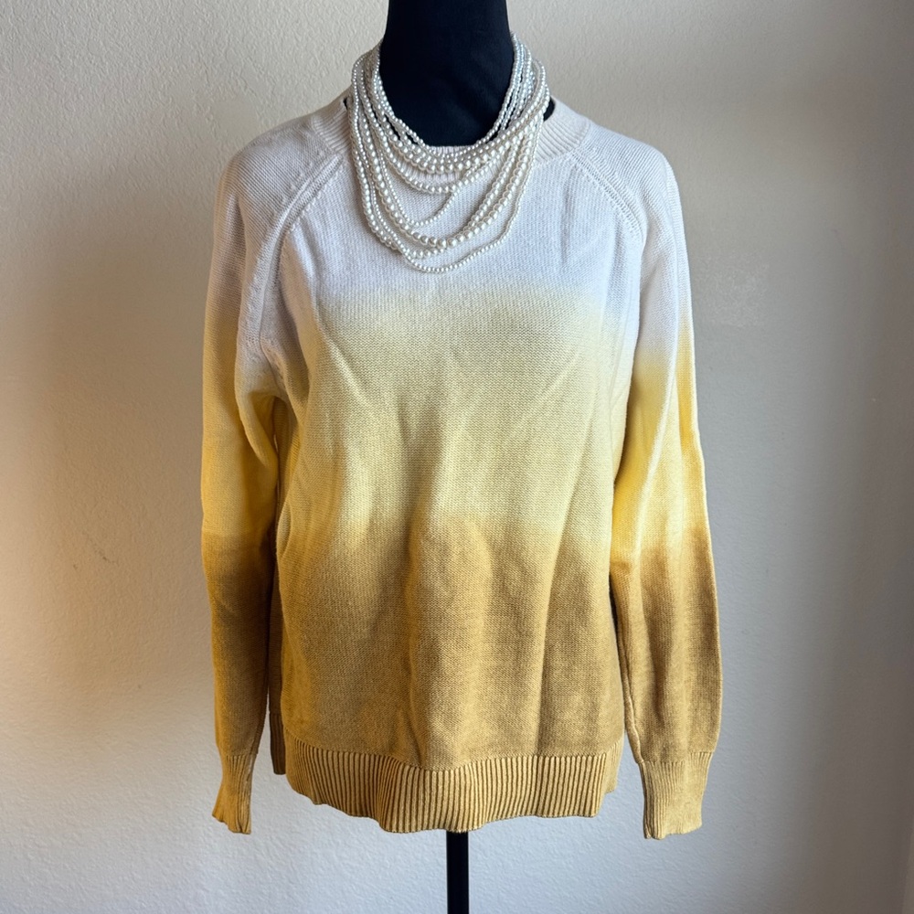 LOFT Gradient White and Yellow Sweater - Picture 2 of 2